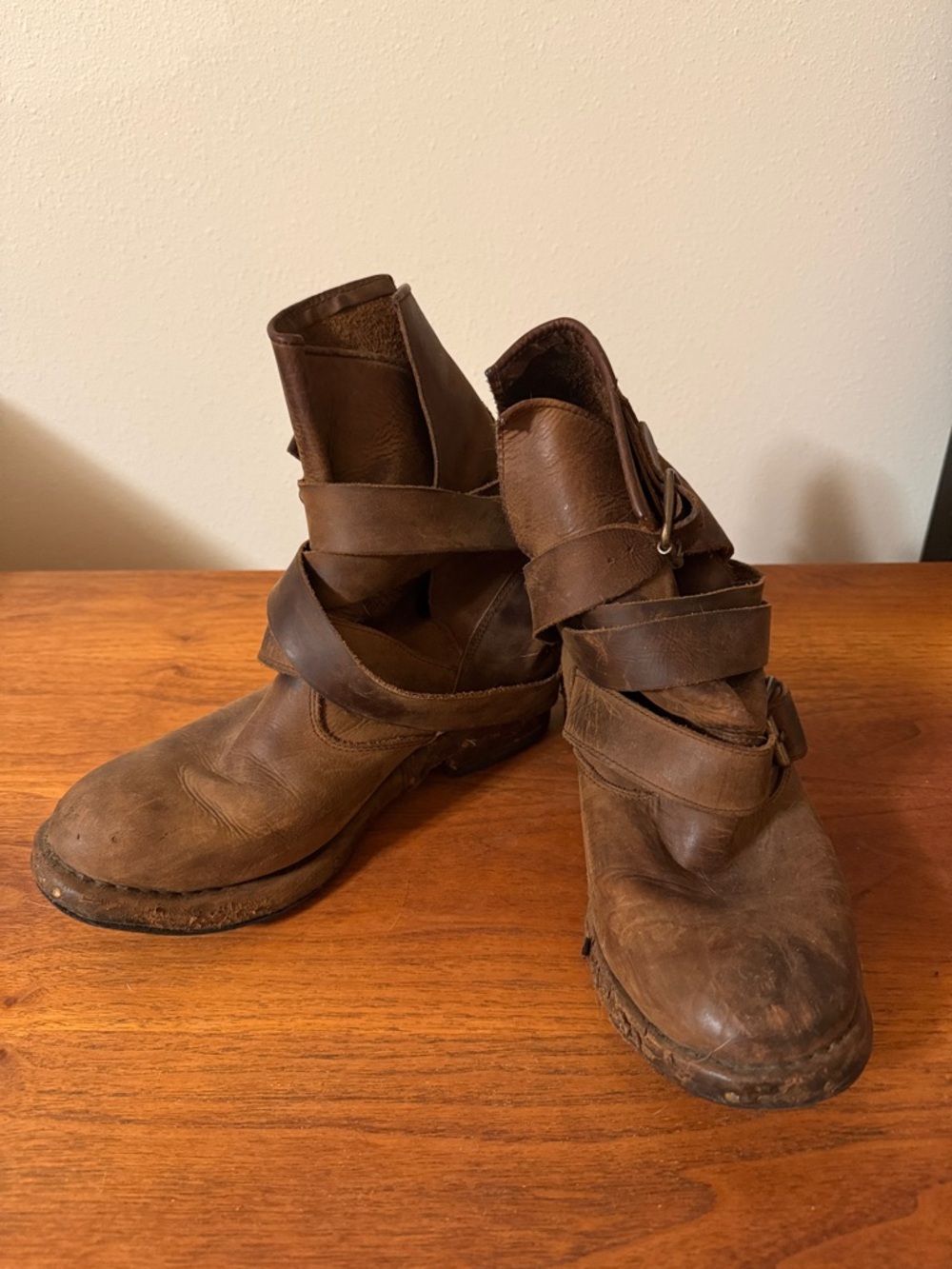 Jeffrey Campbell Brown Wrap-Strap Leather Ankle Boots